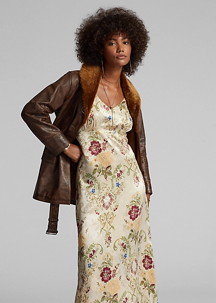 Robe Fleurie Jacquard De Soie 3 Robe Fleurie Jacquard De Soie – Image 3