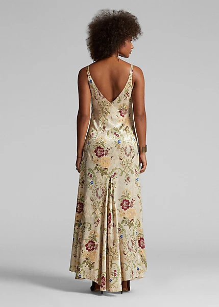 Robe Fleurie Jacquard De Soie 4 Robe Fleurie Jacquard De Soie – Image 4