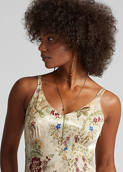 Robe Fleurie Jacquard De Soie 5 Robe Fleurie Jacquard De Soie – Image 5