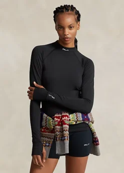 T-shirt Col Cheminée à Manches Longues