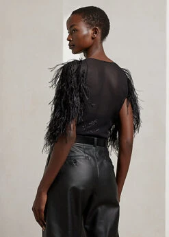 Chemisier Kerenza Mousseline Et Autruche -Pas Cher T-Shirts Hauts Magasin s7 1489606 alternate3