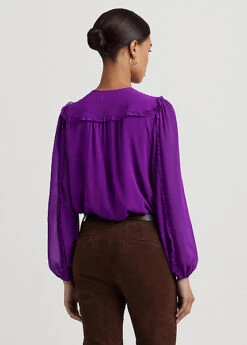 Chemisier Lavallière Volanté Georgette -Pas Cher T-Shirts Hauts Magasin s7 1493470 alternate3