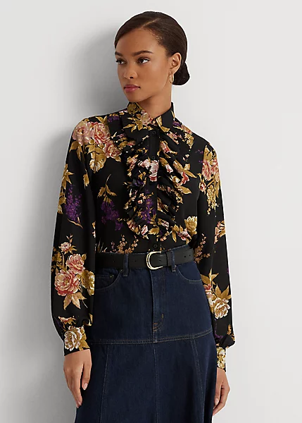 Chemise Fleurie Volantée En Georgette 1 Chemise Fleurie Volantée En Georgette