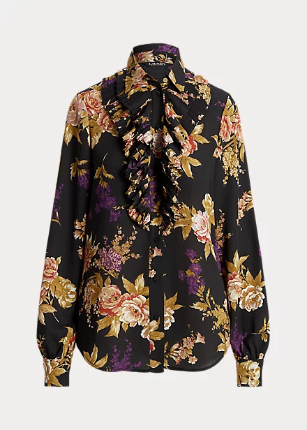 Chemise Fleurie Volantée En Georgette 2 Chemise Fleurie Volantée En Georgette – Image 2