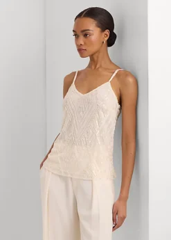 Caraco Perlé à Deux Bretelles En Tulle