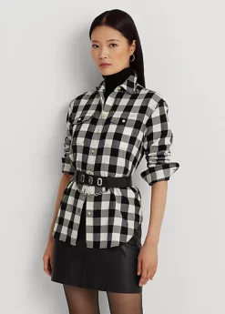 Chemise En Sergé De Coton à Carreaux