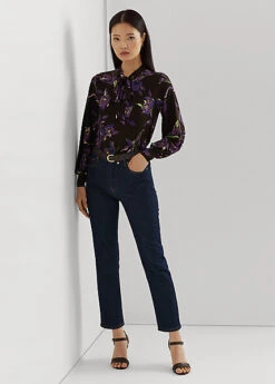 Haut Lavallière Fleuri En Jersey Stretch -Pas Cher T-Shirts Hauts Magasin s7 1493523 alternate1