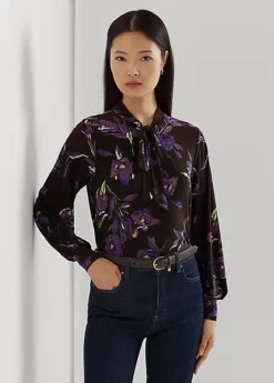 Haut Lavallière Fleuri En Jersey Stretch