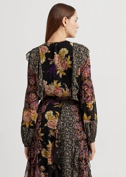 Blouse Bordure Volantée En Georgette -Pas Cher T-Shirts Hauts Magasin s7 1493617 alternate3