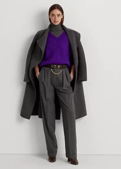 Pantalon Droit à Pinces Sergé De Laine