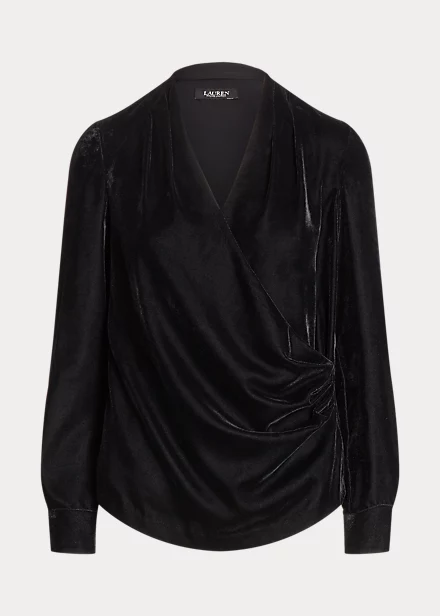 Chemisier Plissé Col En V Croisé Velours 2 Chemisier Plissé Col En V Croisé Velours – Image 2