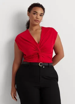 T-shirt Torsadé à Mancherons En Jersey