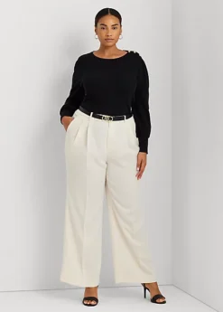 Pantalon à Jambe Large Plissé En Crêpe