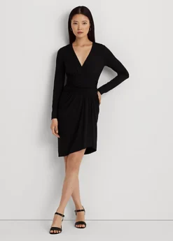Robe Ruchée Col V Croisé Jersey Stretch