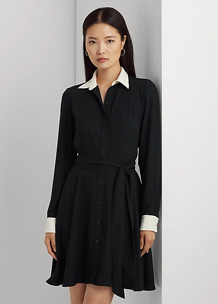 Robe-chemise Ceinturée En Georgette 3 Robe-chemise Ceinturée En Georgette – Image 3