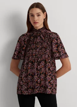 Chemisier Plissé En Georgette Fleurie