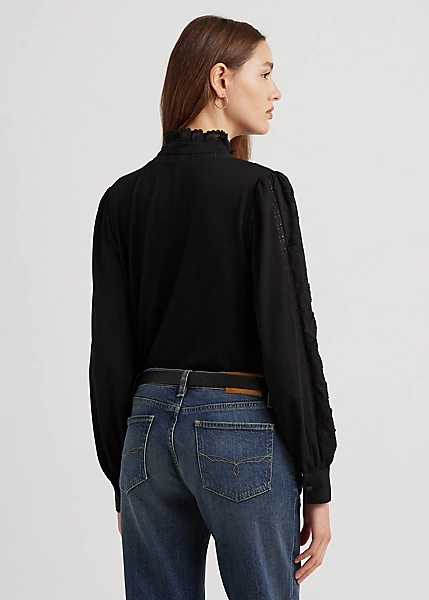 Chemisier En Jersey De Coton Et Dentelle 4 Chemisier En Jersey De Coton Et Dentelle – Image 4