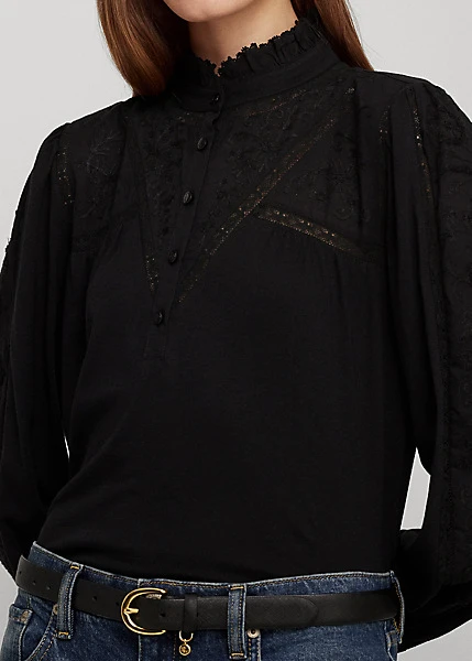 Chemisier En Jersey De Coton Et Dentelle 5 Chemisier En Jersey De Coton Et Dentelle – Image 5