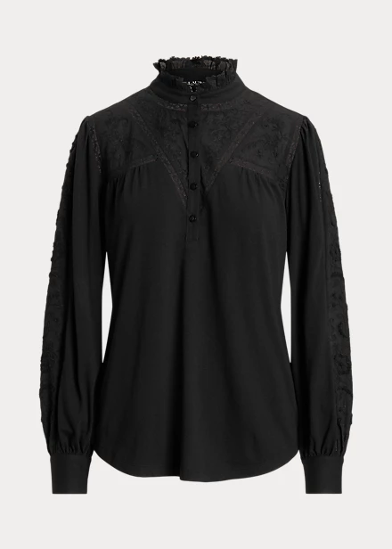 Chemisier En Jersey De Coton Et Dentelle 2 Chemisier En Jersey De Coton Et Dentelle – Image 2