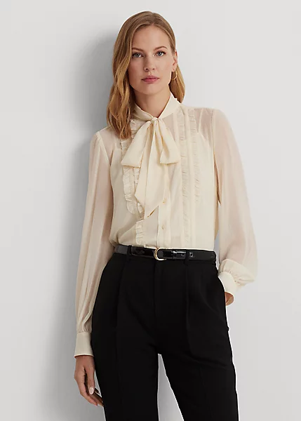 Chemise Lavallière Volantée En Georgette 1 Chemise Lavallière Volantée En Georgette