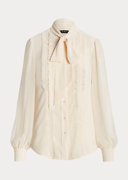 Chemise Lavallière Volantée En Georgette 2 Chemise Lavallière Volantée En Georgette – Image 2