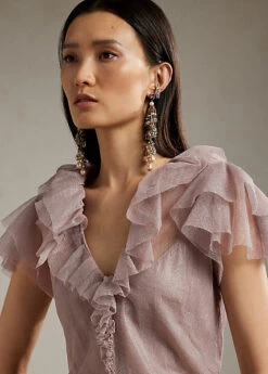 Chemisier Rachael Volanté En Tulle -Pas Cher T-Shirts Hauts Magasin s7 1499874 alternate4