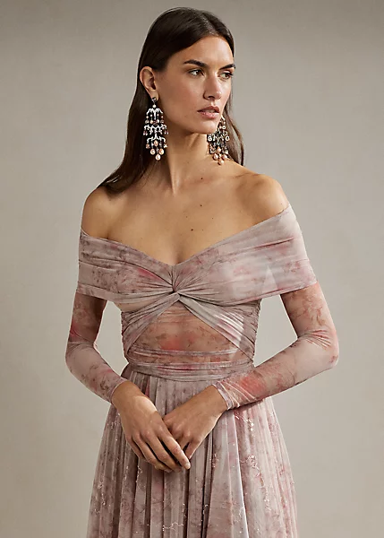 Haut Froncé épaules Dégagées En Tulle 1 Haut Froncé épaules Dégagées En Tulle