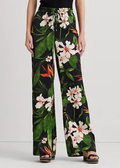 Pantalon Large Fleuri Charmeuse De Satin -Pas Cher T-Shirts Hauts Magasin s7 1500468 alternate1