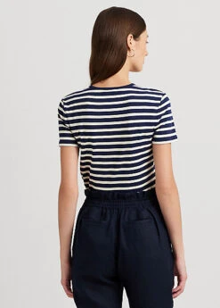 T-shirt à Col Rond En Coton Stretch Rayé -Pas Cher T-Shirts Hauts Magasin s7 1500528 alternate3