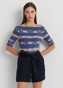 T-shirt En Coton Stretch à Motif