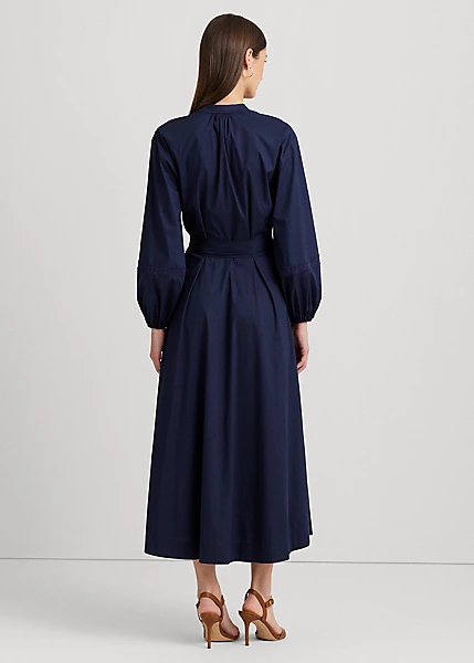 Robe-chemise Ceinturée Coton Et Dentelle 4 Robe-chemise Ceinturée Coton Et Dentelle – Image 4