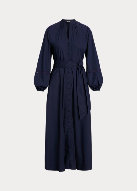 Robe-chemise Ceinturée Coton Et Dentelle 2 Robe-chemise Ceinturée Coton Et Dentelle – Image 2