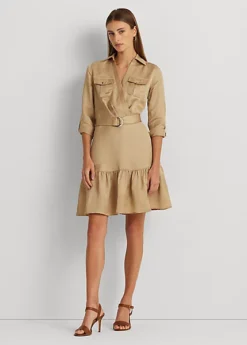 Robe-chemise Ceinturée En Shantung