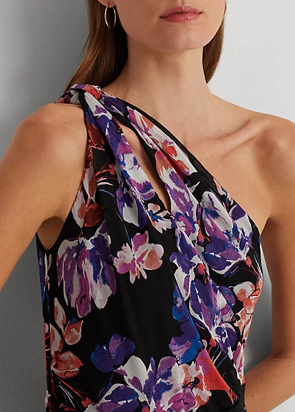 Robe Asymétrique En Georgette Fleurie 5 Robe Asymétrique En Georgette Fleurie – Image 5