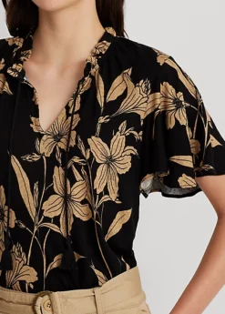 Haut Lavallière Fleuri En Jersey De Lin 9 Haut Lavallière Fleuri En Jersey De Lin -Pas Cher T-Shirts Hauts Magasin s7 1500734 alternate4