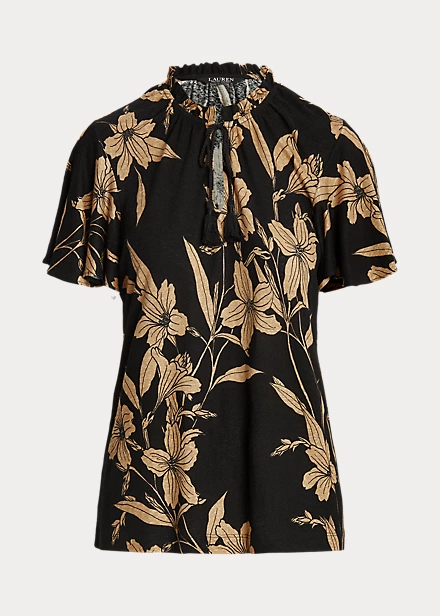 Haut Lavallière Fleuri En Jersey De Lin 2 Haut Lavallière Fleuri En Jersey De Lin – Image 2