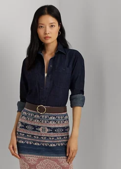 Chemise Denim Avec Pattes D'enroulement