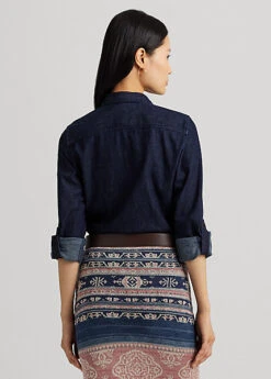 Chemise Denim Avec Pattes D'enroulement -Pas Cher T-Shirts Hauts Magasin s7 1500735 alternate3