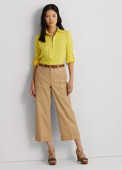 Pantalon 7/8 à Pinces En Sergé De Coton