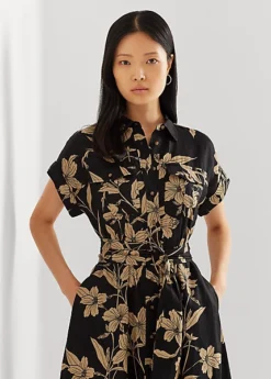 Robe-chemise Fleurie Ceinturée En Lin 7 Robe-chemise Fleurie Ceinturée En Lin -Pas Cher T-Shirts Hauts Magasin s7 1500760 alternate1