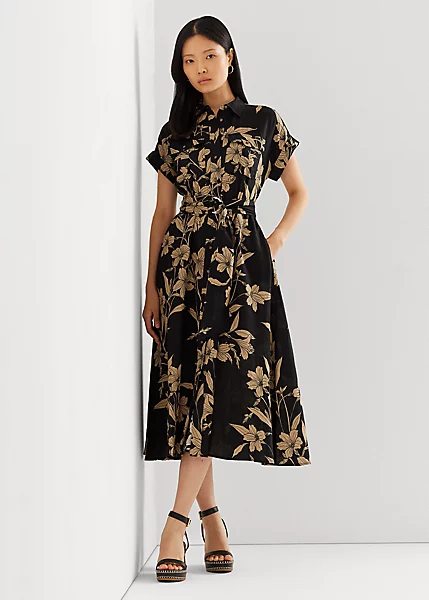 Robe-chemise Fleurie Ceinturée En Lin 1 Robe-chemise Fleurie Ceinturée En Lin