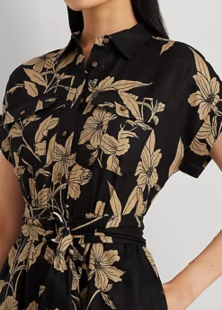 Robe-chemise Fleurie Ceinturée En Lin 9 Robe-chemise Fleurie Ceinturée En Lin -Pas Cher T-Shirts Hauts Magasin s7 1500760 alternate4