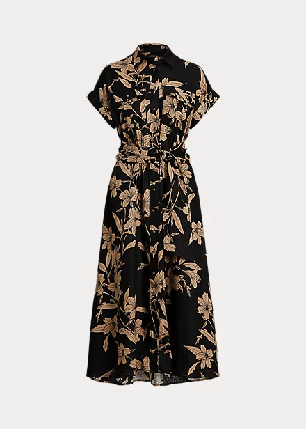 Robe-chemise Fleurie Ceinturée En Lin 2 Robe-chemise Fleurie Ceinturée En Lin – Image 2