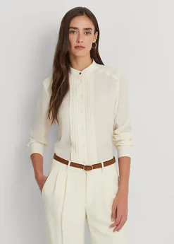 Chemise En Crêpe De Chine à Plis Piqués