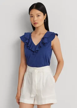 T-shirt Volanté En Jersey Flammé