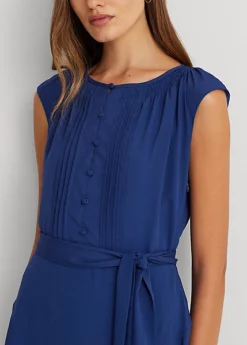 Robe Ceinturée Mancherons En Crêpe -Pas Cher T-Shirts Hauts Magasin s7 1500820 alternate4