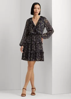 Robe Col En V Croisé Georgette Froissée