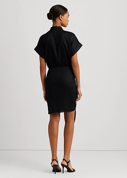 Robe-chemise à Plastron Lacé En Lin 4 Robe-chemise à Plastron Lacé En Lin – Image 4