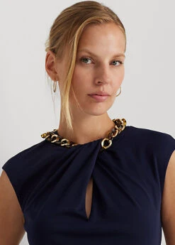 Robe En Jersey Stretch Avec Chaîne -Pas Cher T-Shirts Hauts Magasin s7 1502769 alternate4