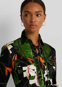 Chemisier Fleuri à Lacets En Charmeuse 9 Chemisier Fleuri à Lacets En Charmeuse -Pas Cher T-Shirts Hauts Magasin s7 1502798 alternate4